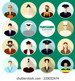 Set of flat icons. Profession. Vector. 