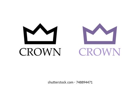 Set of Flat Icons, Purple King Crown, Vector Illustration.