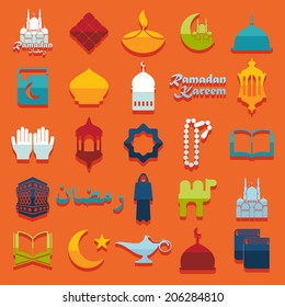 Set of flat icons: Ramadan Kareem