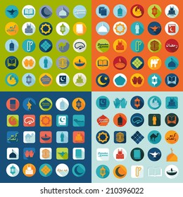 Set of flat icons: Ramadan Kareem