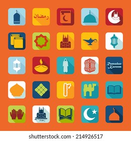 Set of flat icons: Ramadan Kareem