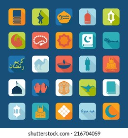 Set of flat icons: Ramadan Kareem