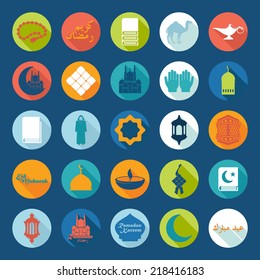 Set of flat icons: Ramadan Kareem