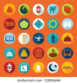 Set of flat icons: Ramadan Kareem