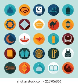 Set of flat icons: Ramadan Kareem