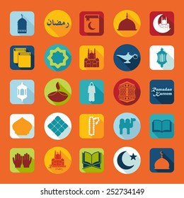 Set of flat icons: Ramadan Kareem