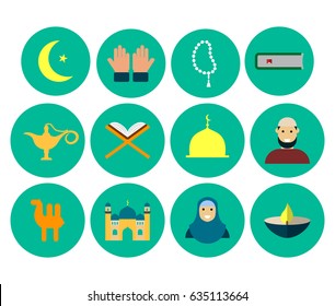Set of flat icons: Ramadan Kareem
