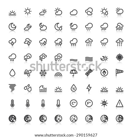 Set of flat icons with reflection about The Weather