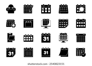 Set of flat icons related to Calendar time. Calendar Linear icon collection