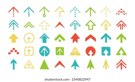 Set of flat icons related to cursor arrow. arrow Linear icon collection