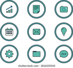 Set of flat icons related to data