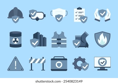 Set of flat icons related to Safety work. Safety Linear icon collection