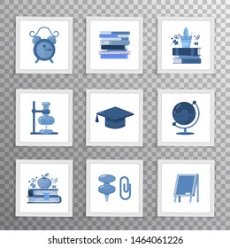 Set of flat icons for school site or mobile app.