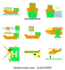 Set of Flat Icons in Shading Style logistics