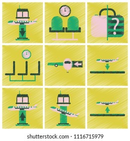 Set of Flat Icons in Shading Style Airport service