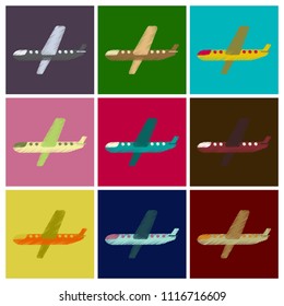 Set of Flat Icons in Shading Style aircraft