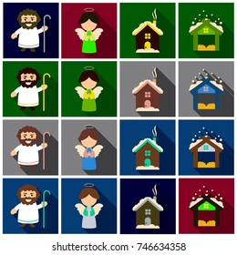 Set of Flat Icons with shadow Christmas