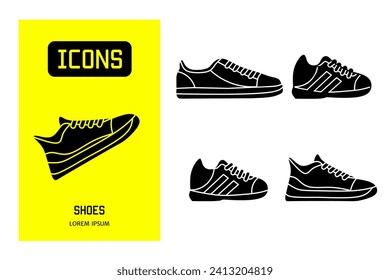 Juego de iconos planos de zapatos. Diseño de vectores para negocios y stock.