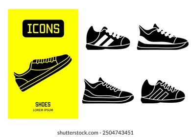 Set of flat icons of shoes. Vector design for business and stock.