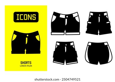Set of flat icons of shorts. Vector design for business and stock.