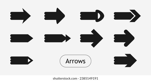 Set of flat icons, signs, arrow symbols for interface design, web design, applications, presentations and much more