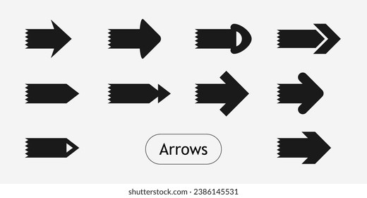 Set of flat icons, signs, arrow symbols for interface design, web design, applications, presentations and much more