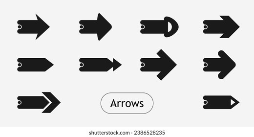 Set of flat icons, signs, arrow symbols for interface design, web design, applications, presentations and much more