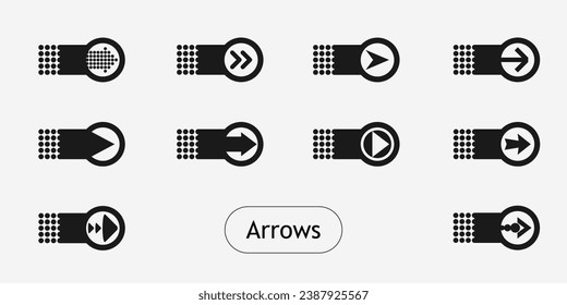 Set aus flachen Symbolen, Zeichen, Pfeilsymbolen für Schnittstellendesign, Webdesign, Anwendungen, Präsentationen und vieles mehr