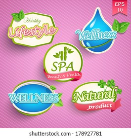 Set of flat icons for spa, healthy lifestyle, wellness and natural product.