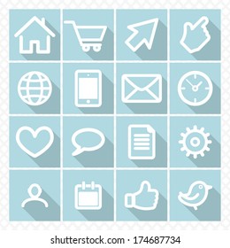 set flat icons in a square frame with shadow. communication. vector eps10