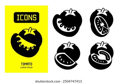 Set of flat icons of tomato. Vector design for business and stock.