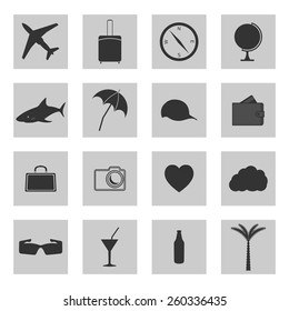 A set of flat icons travel, vector illustration.