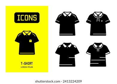 Juego de iconos planos de t-shrit. Diseño de vectores para negocios y stock.