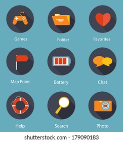  Set of Flat Icons Vector Illustration