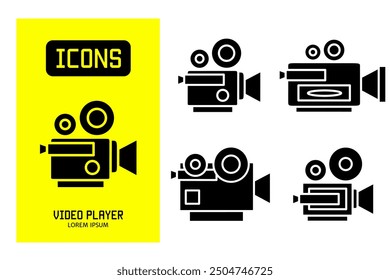 Set of flat icons of video player. Vector design for business and stock.