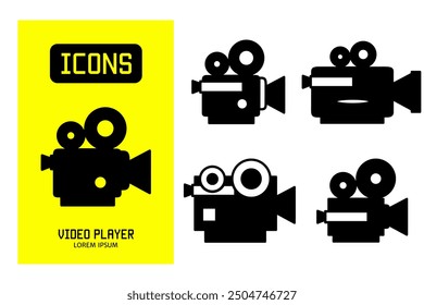 Set of flat icons of video player. Vector design for business and stock.