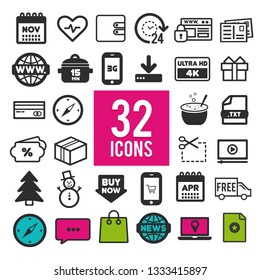Set of flat icons for web and mobile app on white background. Collection modern infographic logo and pictogram.
