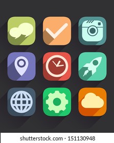 Set of Flat Icons for Web and Mobile Apps