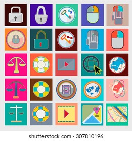 Set of flat icons for web sites, internet, interface design, mobile applications business.
