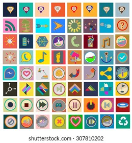 Set of flat icons for web sites, internet, interface design, mobile applications business.