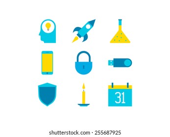 Set of flat icons for a website or application