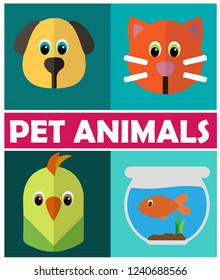 A set of flat icons which contains some pet animals