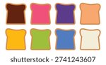 Set of flat icons of white bread in various flavors and colors. Food design