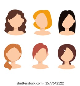 Set of flat icons with women. Vector illustration.