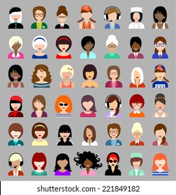 Set of flat icons set with women. vector 