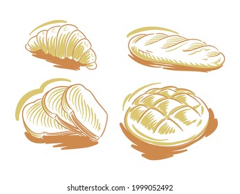 Set Flat Illustration of Bread for branding and logo element