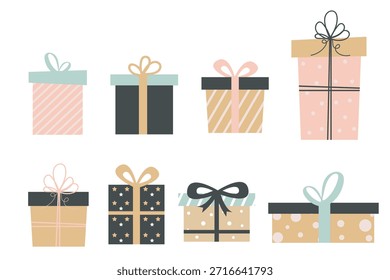  Set von flachen Illustrationsgeschenkboxen