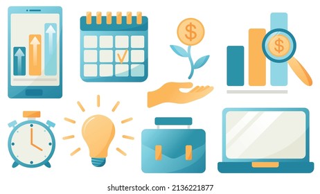 Set of flat illustrations about investment. Successful investors in the stock market.