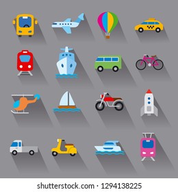 set of flat illustrations for concept icons of transport