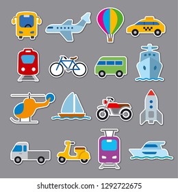 set of flat illustrations for concept stickers of transport